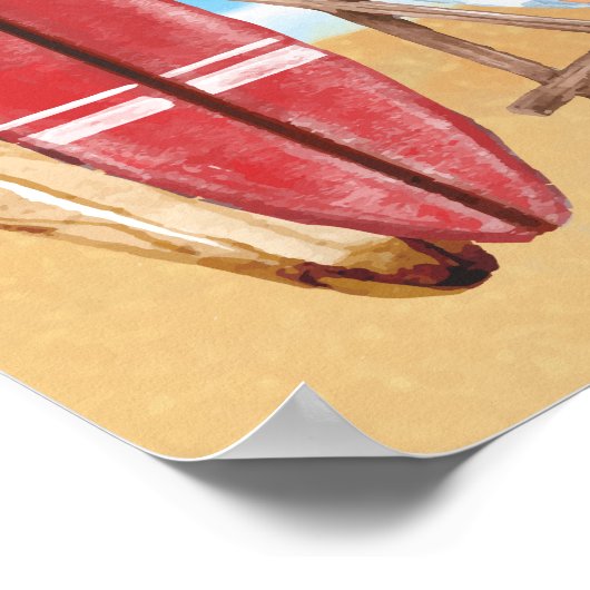 かわいいヴィンテージビーチサーフィンベビーシャワーウェルカム ポスター (角)