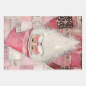 かわいいヴィンテージピンククリスマスサンタクローステーマミックス ラッピングペーパーシート (正面3)