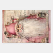 かわいいヴィンテージピンククリスマスサンタクローステーマミックス ラッピングペーパーシート (正面2)