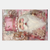 かわいいヴィンテージピンククリスマスサンタクローステーマミックス ラッピングペーパーシート (正面)