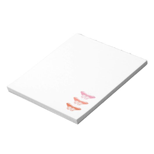 かわいいヴィンテージピンクバタフライイラストレーション ノートパッド (回転)