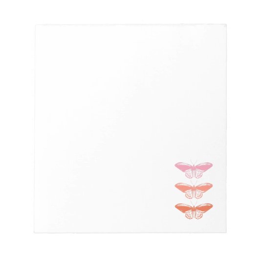 かわいいヴィンテージピンクバタフライイラストレーション ノートパッド (正面)