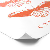 かわいいヴィンテージピンクバタフライイラストレーション ポスター (角)