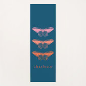 かわいいヴィンテージピンクバタフライイラストレーション ヨガマット (正面)