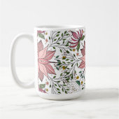 かわいいヴィンテージピンクフローラドードルタイルアート コーヒーマグカップ (左)