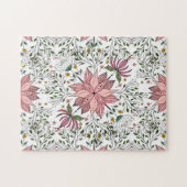 かわいいヴィンテージピンクフローラドードルタイルアート ジグソーパズル (横)