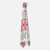 かわいいヴィンテージピンクフローラドードルタイルアート ネクタイ (正面)