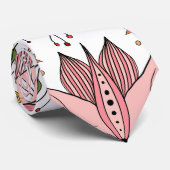 かわいいヴィンテージピンクフローラドードルタイルアート ネクタイ (ロール)