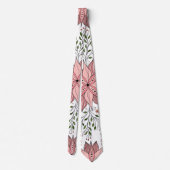 かわいいヴィンテージピンクフローラドードルタイルアート ネクタイ (裏面)