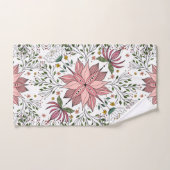 かわいいヴィンテージピンクフローラドードルタイルアート バスタオルセット (ハンドタオル)