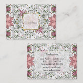 かわいいヴィンテージピンクフローラドードルタイルアート 名刺 (正面/裏面)