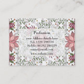 かわいいヴィンテージピンクフローラドードルタイルアート 名刺 (裏面)