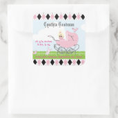 かわいいヴィンテージピンクベビーガールキャリッジ スクエアシール (バッグ)