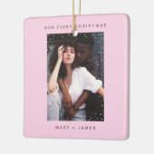 かわいいヴィンテージピンク |とメリー写結婚した真 セラミックオーナメント (左)