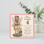 かわいいヴィンテージフェアリー4歳の誕生日パーティー 招待状 (スタンド正面)