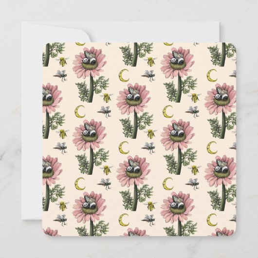 かわいいヴィンテージフェアリー4歳の誕生日パーティー 招待状 (裏面)