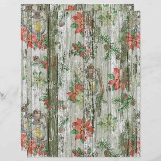 かわいいヴィンテージフェイクウッドクリスマススクラップブック紙 (正面/裏面)