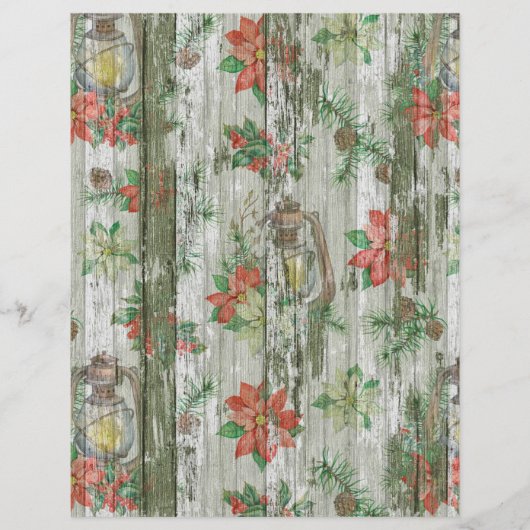 かわいいヴィンテージフェイクウッドクリスマススクラップブック紙 (正面)