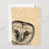 かわいいヴィンテージフクロウ黒オンタンダマスク ポストカード (正面/裏面)