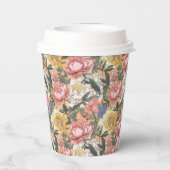 かわいいヴィンテージフローラタイル模様 紙コップ (裏面)