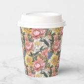 かわいいヴィンテージフローラタイル模様 紙コップ (正面)