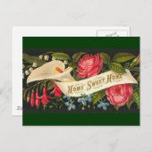 かわいいヴィンテージフローラホームスウィートホーム ポストカード (正面/裏面)