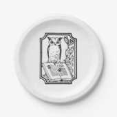 かわいいヴィンテージブッククラブフクロウパーティープレート ペーパープレート (正面)