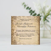 かわいいヴィンテージブラウンダマスクエレガントウェディングインヴィタティ 招待状 (スタンド正面)