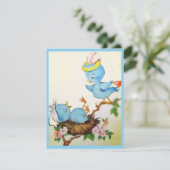 かわいいヴィンテージブルーバードフラットカード (スタンド正面)