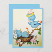 かわいいヴィンテージブルーバードフラットカード (正面/裏面)