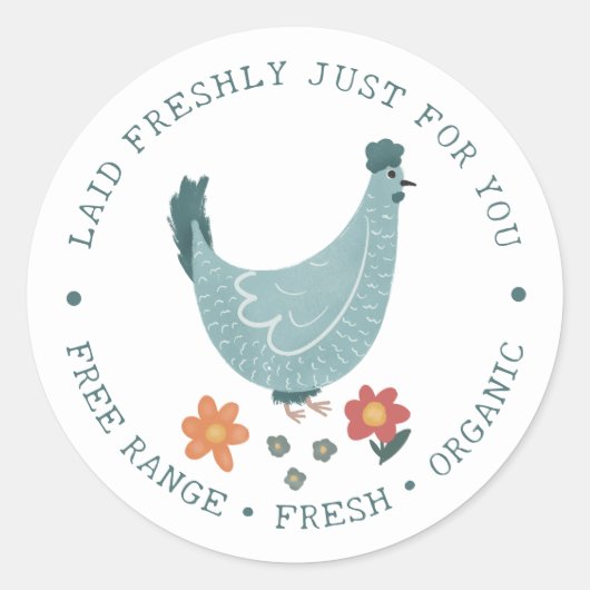 かわいいヴィンテージブルーファーム卵箱 ラウンドシール (正面)