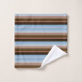 かわいいヴィンテージブルーブラウンストライプズ バスタオルセット (ウォッシュタオル)