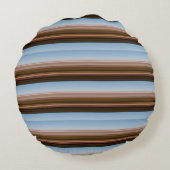 かわいいヴィンテージブルーブラウンストライプズ ラウンドクッション (裏面)