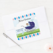 かわいいヴィンテージブルー男の赤ちゃんキャリッジ スクエアシール (封筒)