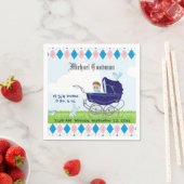 かわいいヴィンテージブルー男の赤ちゃんキャリッジ スタンダードカクテルナプキン (インサイチュ)