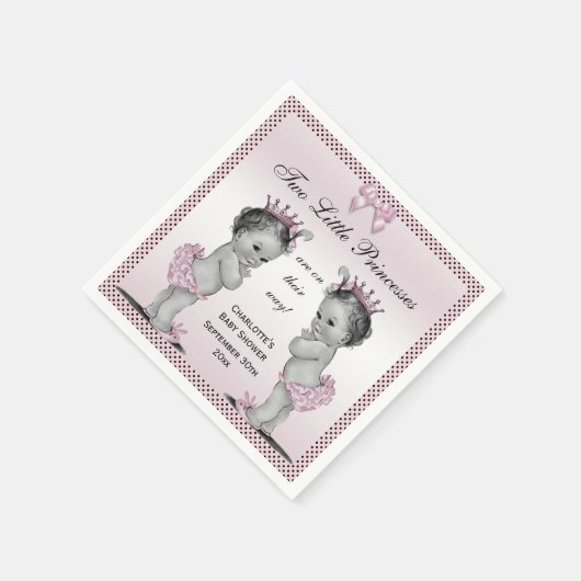 かわいいヴィンテージプリンセスツインズベビーシャワー スタンダードカクテルナプキン (角)