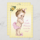 かわいいヴィンテージプリンセスバラベビーシャワー 招待状 (正面/裏面)