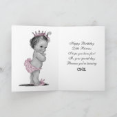 かわいいヴィンテージプリンセス1歳の誕生日 カード (内部)
