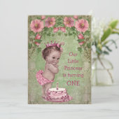 かわいいヴィンテージプリンセス1st誕生日パーティー 招待状 (スタンド正面)