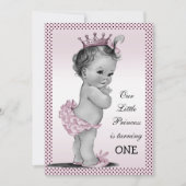 かわいいヴィンテージプリンセス1st誕生日パーティー 招待状 (正面)