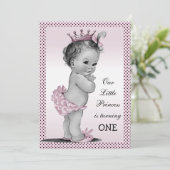 かわいいヴィンテージプリンセス1st誕生日パーティー 招待状 (スタンド正面)