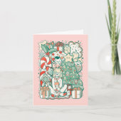 かわいいヴィンテージプリントエフェクトホリデー/クリスマスカード カード (正面)