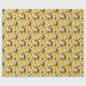 かわいいヴィンテージヘッジホッグのシームレスパターン ラッピングペーパー (フラット)