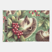 かわいいヴィンテージヘッジホッグパターン キッチンタオル (横)