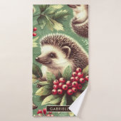 かわいいヴィンテージヘッジホッグパターン バスタオル (バスタオル)