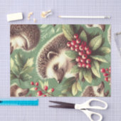 かわいいヴィンテージヘッジホッグパターン 薄葉紙 (クラフト)