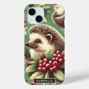 かわいいヴィンテージヘッジホッグパターン iPhone 15ケース