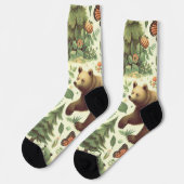 かわいいヴィンテージベアイラストレーション ソックス (左)