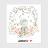 かわいいヴィンテージベアーボタニカル花模様男の赤ちゃん シール (シート)