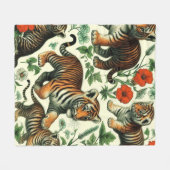 かわいいヴィンテージベビータイガーシームレス フリースブランケット (正面(横))